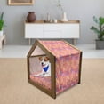 thumbnail image 3 of Abstract Pet House, Diamond Shaped Mosaic Crossed Geometric Forms in Watercolor Picture, Outdoor & Indoor Portable Dog Kennel with Pillow and Cover, 5 Sizes, Orange Purple Pink, by Ambesonne, 3 of 5