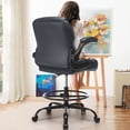 thumbnail image 4 of JONPONY Tall Office Chair for Standing Desk, Ergonomic High Leather Executive Office Chair with Flip-up Armrest,and Adjustable Foot Ring for Counter Height Desk,Black, 4 of 13
