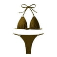 thumbnail image 5 of Women Swimsuits String Bikini Sets Two Piece Ring Triangle Thong Halter Neck Beachwear Brown Women Bathing Suits L, 5 of 5