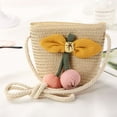 thumbnail image 6 of Children Kids Girls Summer Fashion Keys Coin Purse Handbags Children Weaving Bag Shoulder Bag Straw Beach Bag PINK STYLE4, 6 of 8