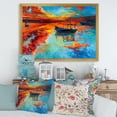 thumbnail image 3 of Boat At The Lake During Evening Glow IV 20 in x 12 in Framed Painting Canvas Art Print, by Designart, 3 of 4