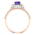 thumbnail image 4 of Clara Pucci 14K Rose/White Gold Round Cut 1Ct Natural Amethyst Engagement Ring + Matching Band - Luxury Box Included, 4 of 7