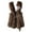 Coffee, variant on Women Winter Vest Coat Thick Fluffy Faux Fur Cozy Solid Color Sleeveless Button Closure Belt Decor Solid Color Windproof Faux Leather Patchwork Warm Waistcoat