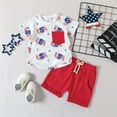 thumbnail image 2 of Sopiago Baby Boy 4th of July Summer Clothes American Flag Short Sleeve T Shirt + Solid Shorts Toddler 2PCS Outfits Set Red,12-18 Months, 2 of 7