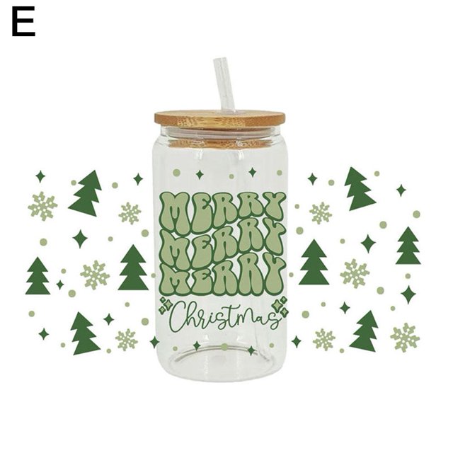 Christmas UV DTF Transfer Cup Wrap TransferSticker Sticker GlassCoffeeCup K2B6