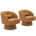 thumbnail image 4 of QinaQin Sillón barrel giratorio 360°, tapizado y acolchado con respaldo acanalado, ideal para sala, recámara, oficina o rincón de lectura, 4 of 8