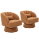 thumbnail image 3 of Silla Acentuadora Moderna Tipo Barril con Giro de 360° – Tapizada, Respaldo con Rayas, Cojín Suave y Almohadón, Sillón para Tocador o Sala de Estar – Color Beige – Juego de 2 Unidades, 3 of 8