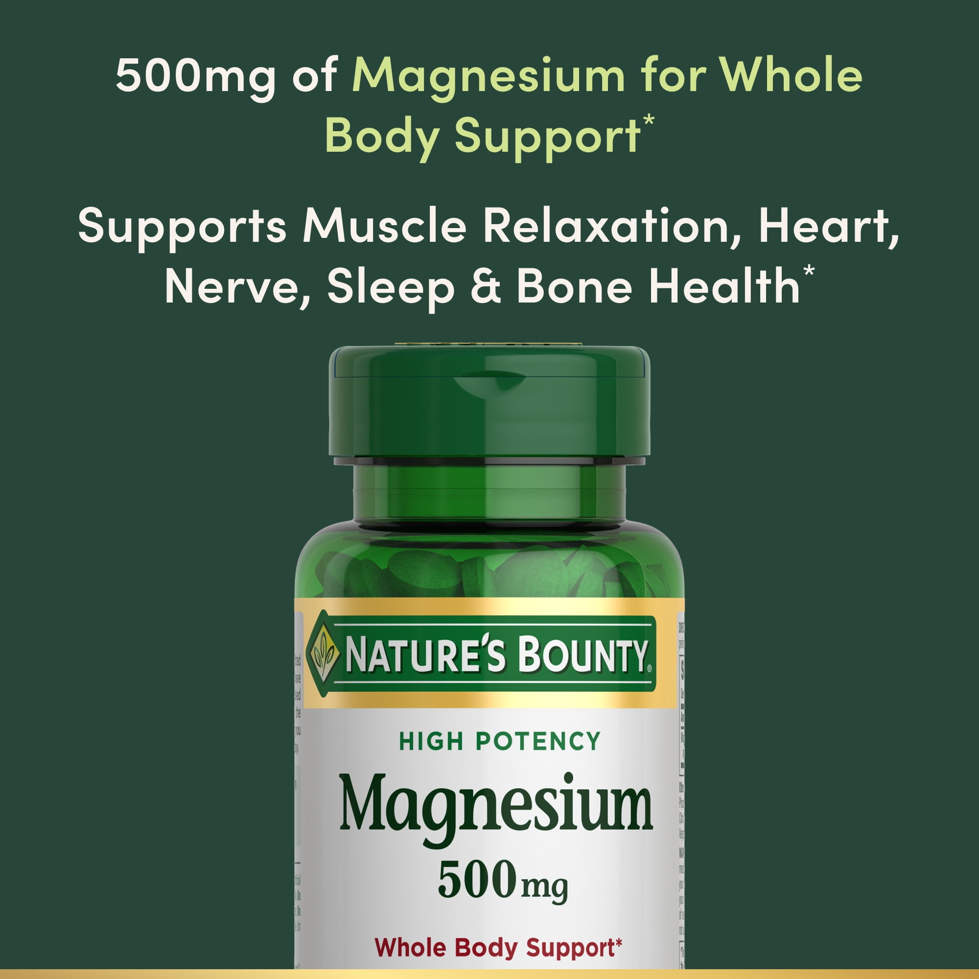Nature's Bounty Magnesium Tablets, 500 Mg, 100 Ct
