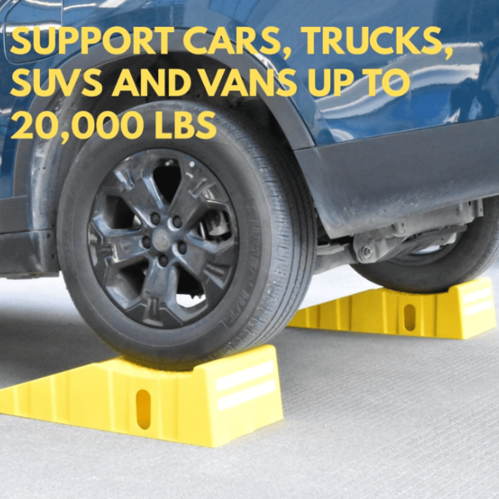 2 Pack Car Ramps，Portable Truck Service Ramps Lifts with Reflective Strips，Heavy-Duty Vehicle Ramps Oil Change for Home Garage or Shop RV Trailer Tire Changes & Maintenance, 20000 lbs,Yellow.
