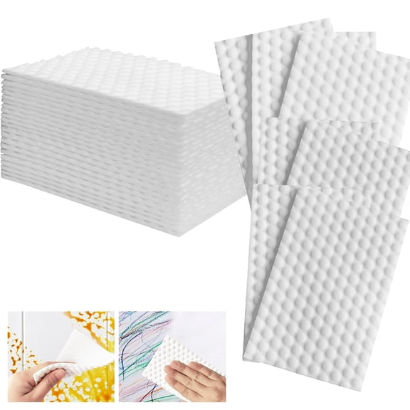 Deally Magic Eraser Sheets Melamine Sponge Cleaning Wipes Upgrade Convex Point for Kitchenware Shoes Car Interior Hard to Reach Areas Disposable 52 Pieces 5.1 x 3.3 x 0.1 Inches