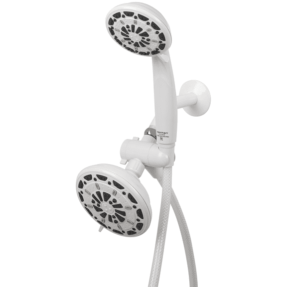 Waxman Serene Premium Fixed and Handheld Bathroom Shower Head, White