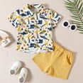 thumbnail image 3 of Mercatoo Toddler&nbsp;Bodysuits&nbsp;for&nbsp;Formal Toddler Boys Short Sleeve Animal Tree Cartoon Print Top Solid Color Shorts Set, 3 of 3