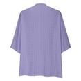 thumbnail image 6 of tklpehg Cardigans for Women Puff Sleeve Cardigan Loose Chiffon Cover Up Blouse Overcoat Solid Color Fall Coat 3/4 Sleeve Leisure Blouses Purple XL, 6 of 6