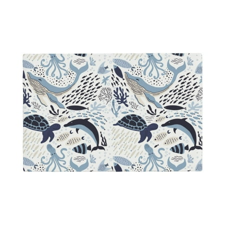 

Placemats Set of 4 Sea Animal Elements Place mats for Dining Table Indoor/Outdoor Cute Heat Resistant Washable Table Mats(18 x 12 )