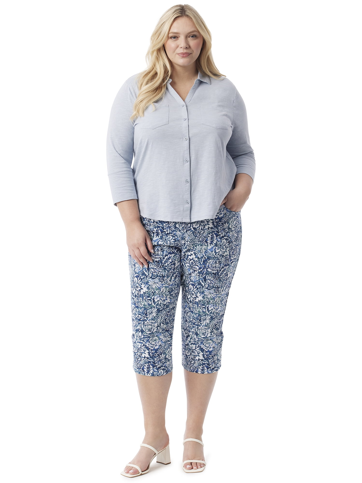 Gloria Vanderbilt Swan Series Women's and Women's Plus Amanda 5 Pocket Capri, 21" Inseam, Sizes 6-18