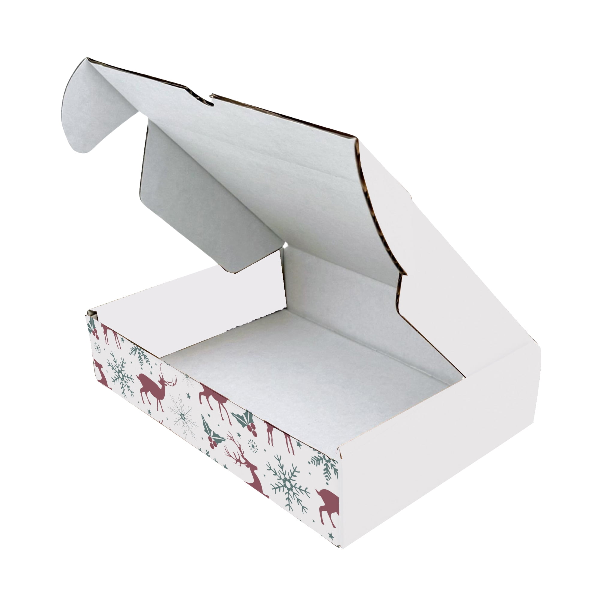 Ucanpack 25 Pcs Christmas Reindeer Printed Mailer Box, Made In USA- 1/8” Thick Corrugated Mailer Box 9½x8x8", Cute Boxes For Small Business, WhiteGift Boxes In Bulk, Moving Carton