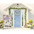 thumbnail image 2 of AMHNF Spring Floral Garden Flag 12x18 Vertical Double Sided Purple Flowers Butterflies Welcome Summer Farmhouse Holiday Outside Decorations Burlap Yard Flag, 2 of 5