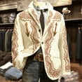 thumbnail image 3 of Men's Western Retro Corduroy Blazer Jacket Embroidered Notch Lapel Suit Coat Vintage Cowboy Style Casual Outerwear (Sizes S-XXXXL), 3 of 3