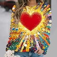 thumbnail image 5 of Qepwscx Oversized Tshirts For Women Long Sleeve Valentine'S Day Crew Neck Sweatshirts Love Heart Printed Colorful Blouses Womens Going Out Tops Pullover Sweatshirt Graphic Plus Size Shirt Vacation, 5 of 5