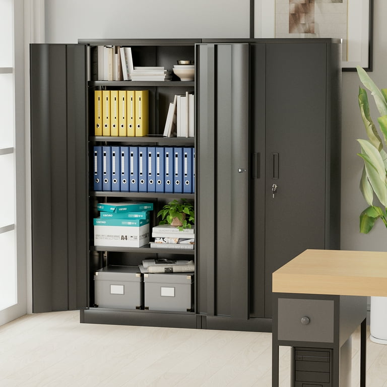 Homall Heavy Duty Metal Storage Cabinet Utility System 4 Adjustable Shelves Lockable for Office Garage Home Black Walmart