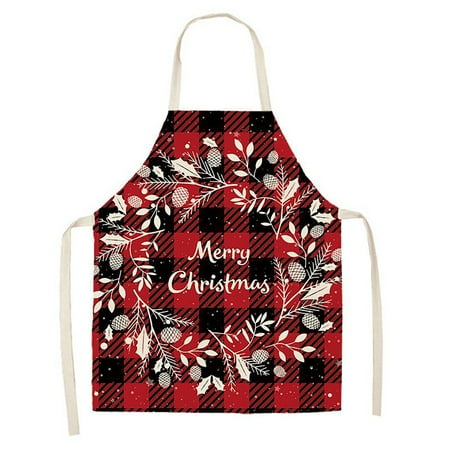 

Farfi Christmas Apron Eye-catching Wear Resistant Flax Unisex Waterproof Adult Apron for Home (Type 2)