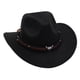 thumbnail image 1 of Sombrero de vaquero occidental, sombrero de ala ancha, gorra informal de rendimiento para adolescentes, vestido elegante Negro, 1 of 9