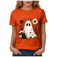 thumbnail image 6 of mgoYE Women Halloween Tshirts Halloween Printed Short Sleeve T Shirts, Pumpkin Woman Shirts(Orange,S), 6 of 8