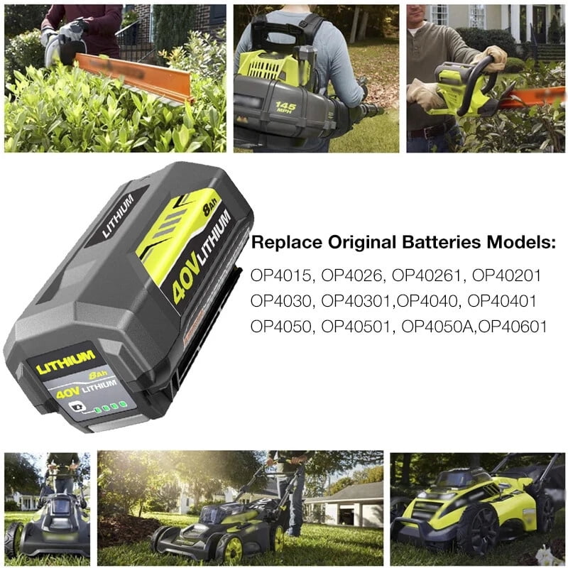 8.0Ah 40V replace Ryobi 40V battery compatible with Ryobi 40V battery OP40401 OP4060