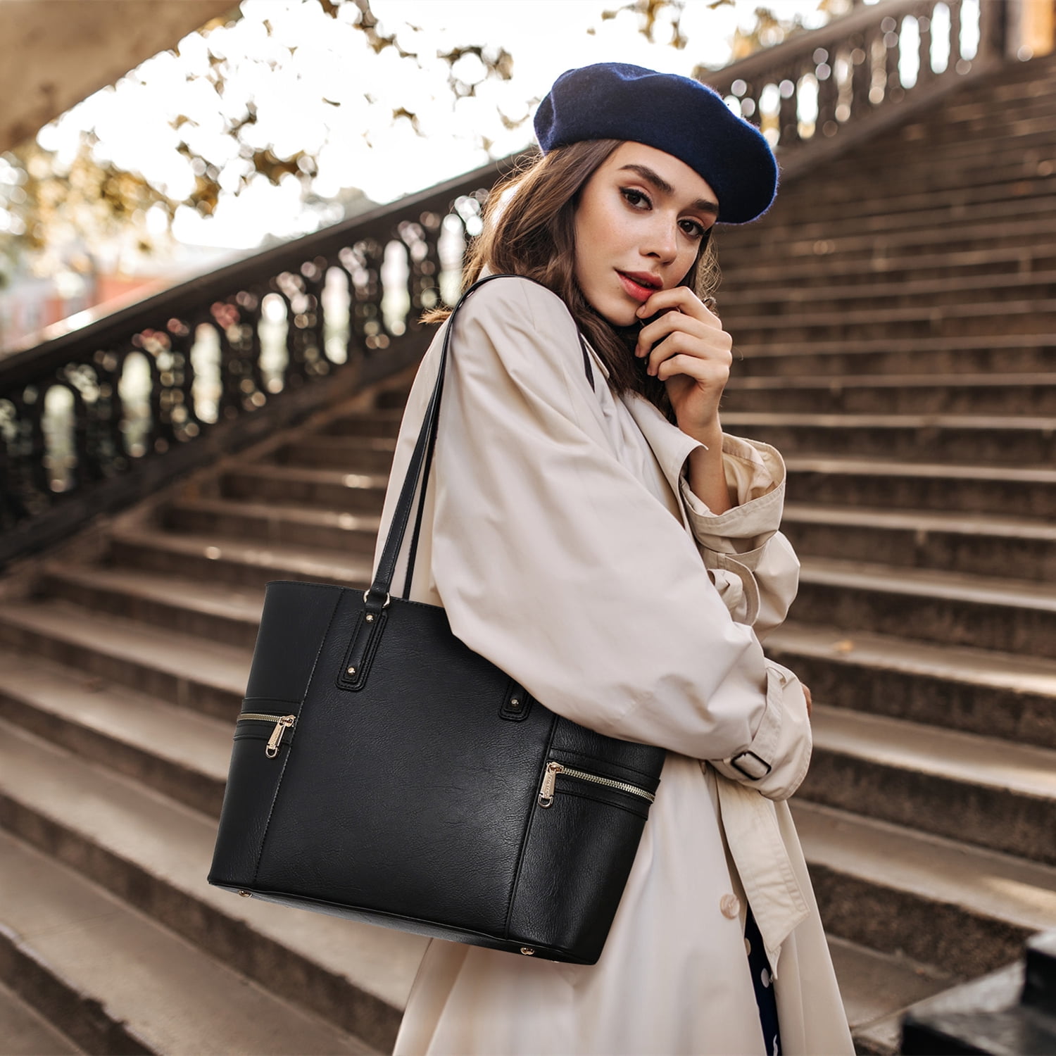 M Marco Women's Handbag 3pcs Set Fashion Tote Bag with Matching Satchel Bag and Wristlet