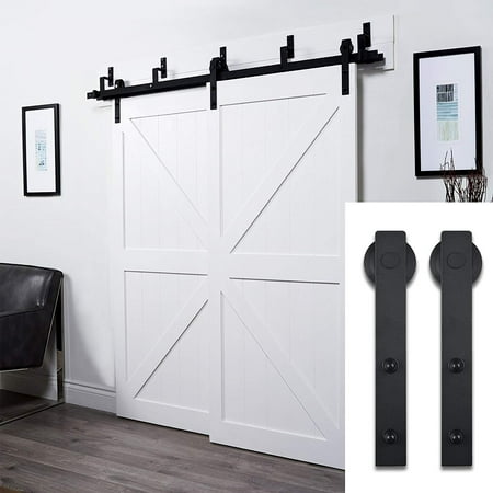 6 6ft Bypass Double Sliding Barn Door Hardware Set Rustic