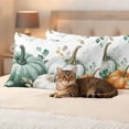 thumbnail image 3 of Green Pumpkin Outdoor Waterproof Pillow Covers, Thanksgiving Autumn Eucalyptus Orange Decorative Rectangle Throw Pillowcase Sofa Cushion Sham for Patio/Couch/Chair, 20"x12" 2 Pack, 3 of 8
