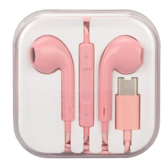 ZOUSSIQI USB C Headphones Multifunction HiFi Stereo Microphone and Volume Control Wired Earbuds for Type C Interface Device Pink EL225#34760