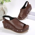 thumbnail image 4 of ShiShine Women's Platform Wedge Sandals Comfortable Peep-Toe Cork Casual Dressy Summer Lightweight Shoes For All Day Wear, 4 of 9