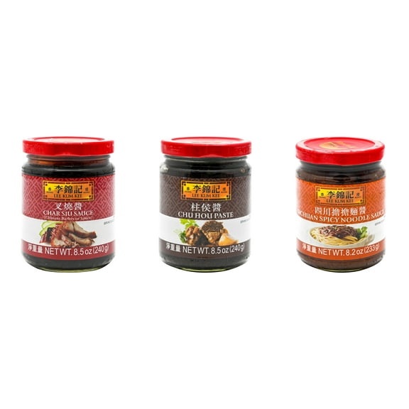 NineChef Brand Spoon Plus 3 Pack Lee Kum Kee Cooking Sauce, 3 Flavors(Char Siu Sauce,Chu Hou,Sichuan Spicy Noodle Sauce)