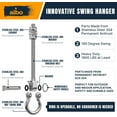thumbnail image 5 of Albo 4 Pack Heavy Duty Swing Hangers – 7 Inch, 304 Stainless Steel, 1800 lbs Swivel Hooks for Porch, Punching Bag, Hammock, Yoga, Gym, Playground, Ceiling Mount for Wood & Concrete Indoor Outdoor, 5 of 8