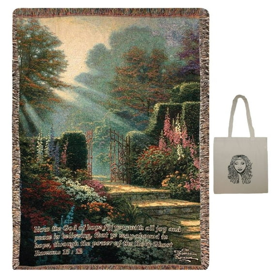 Guiding Light 50" x 60" Inspirational Tapestry Throw Blanket & Angel Tote, Friendship, Religious, Sympathy, Memorial, Bereavement