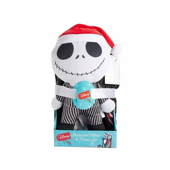 NBC Jack Skellington Character Pillow and Fleece Holiday Winter Blanket Set