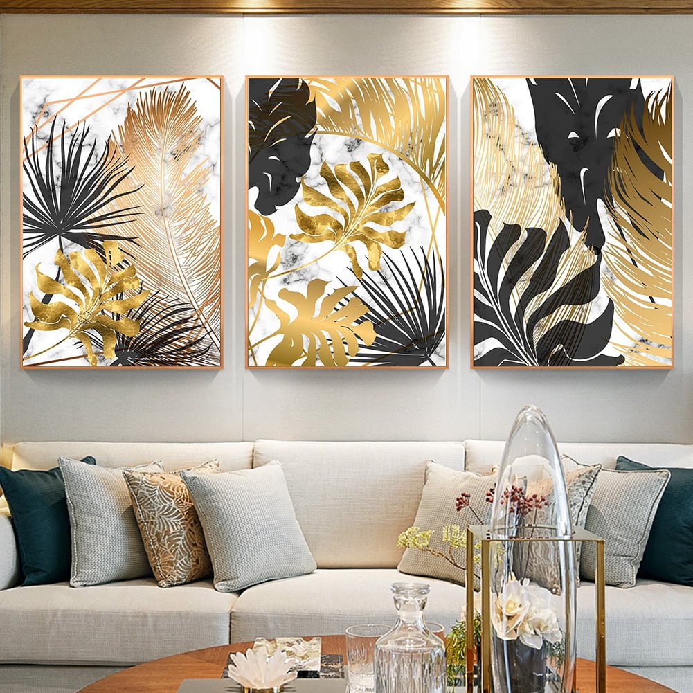 Golden Horse Abstract Canvas Poster Nordic Wall Art Contemporary Print Picture 