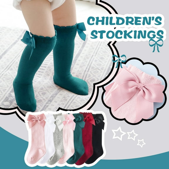 Hwmodou Baby Kids Socks Stockings Girls Toddler Length Mid-Calf Knee-High Solid Sock Princess Baby Care Thermal Soft Fit,6M-7Y