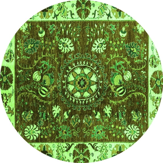 Ahgly Company Indoor Round Abstract Green Modern Area Rugs, 3' Round
