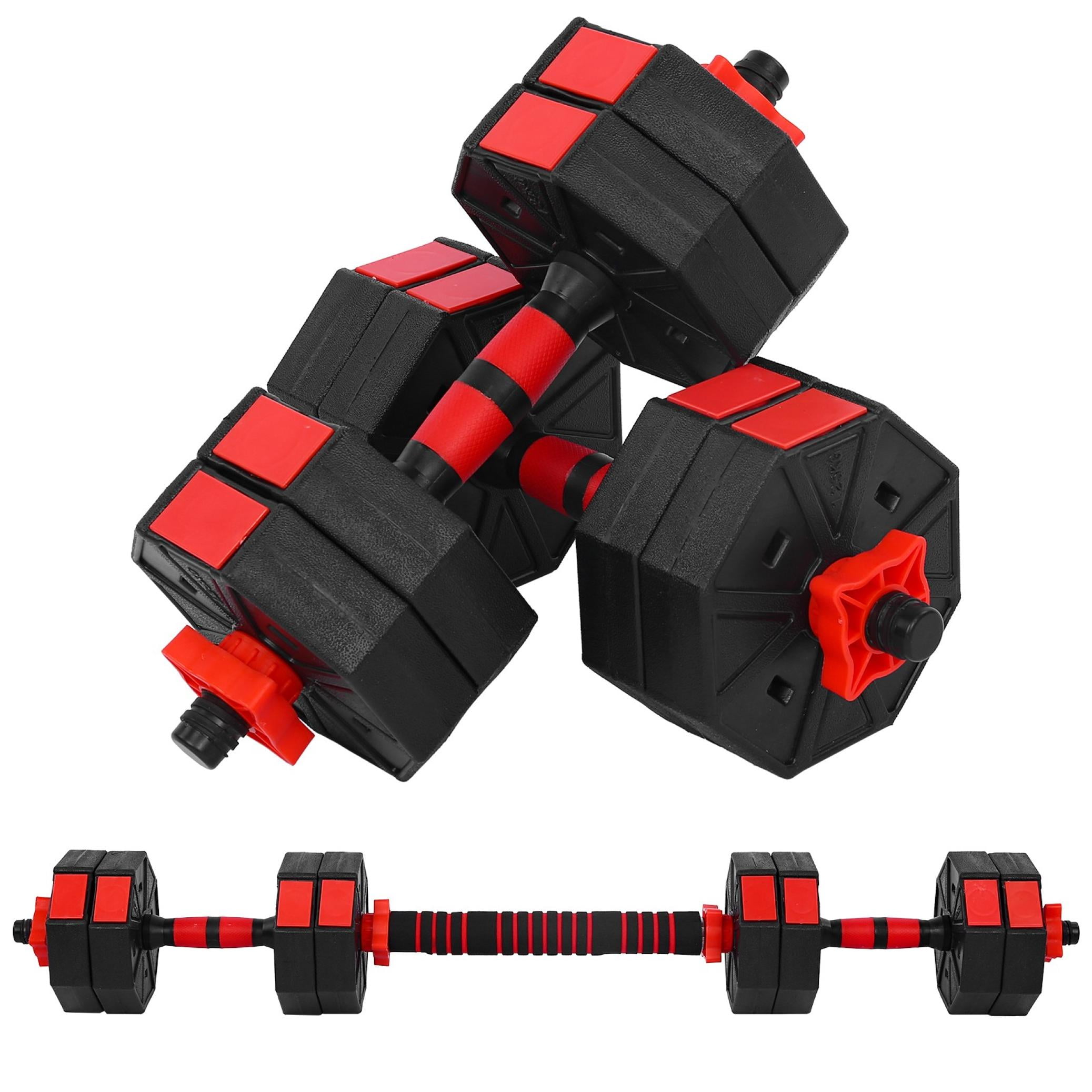 Totall 66/88/110LB Weight Dumbbell Set Adjustable Gym Barbell Plate Body Workout 