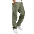 thumbnail image 1 of Frontwalk Mens Lightweight Solid Color Bottoms Elastic Waist Casual Cargo Pant Men Drawstring Summer Loungewear With Pockets Green M, 1 of 3