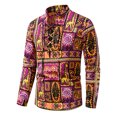 thumbnail image 1 of Tops de Otoño Para Hombre Camisa de Lino de Algodón de Moda Casual Top de Cuello en V Étnico Con Estampado de Manga Larga Odeerbi  ODB179619, 1 of 9