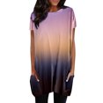 thumbnail image 1 of B91xZ Tunique Femme Manches Courtes Col Rond Ample Décontractée Tops, Violet L, 1 of 4