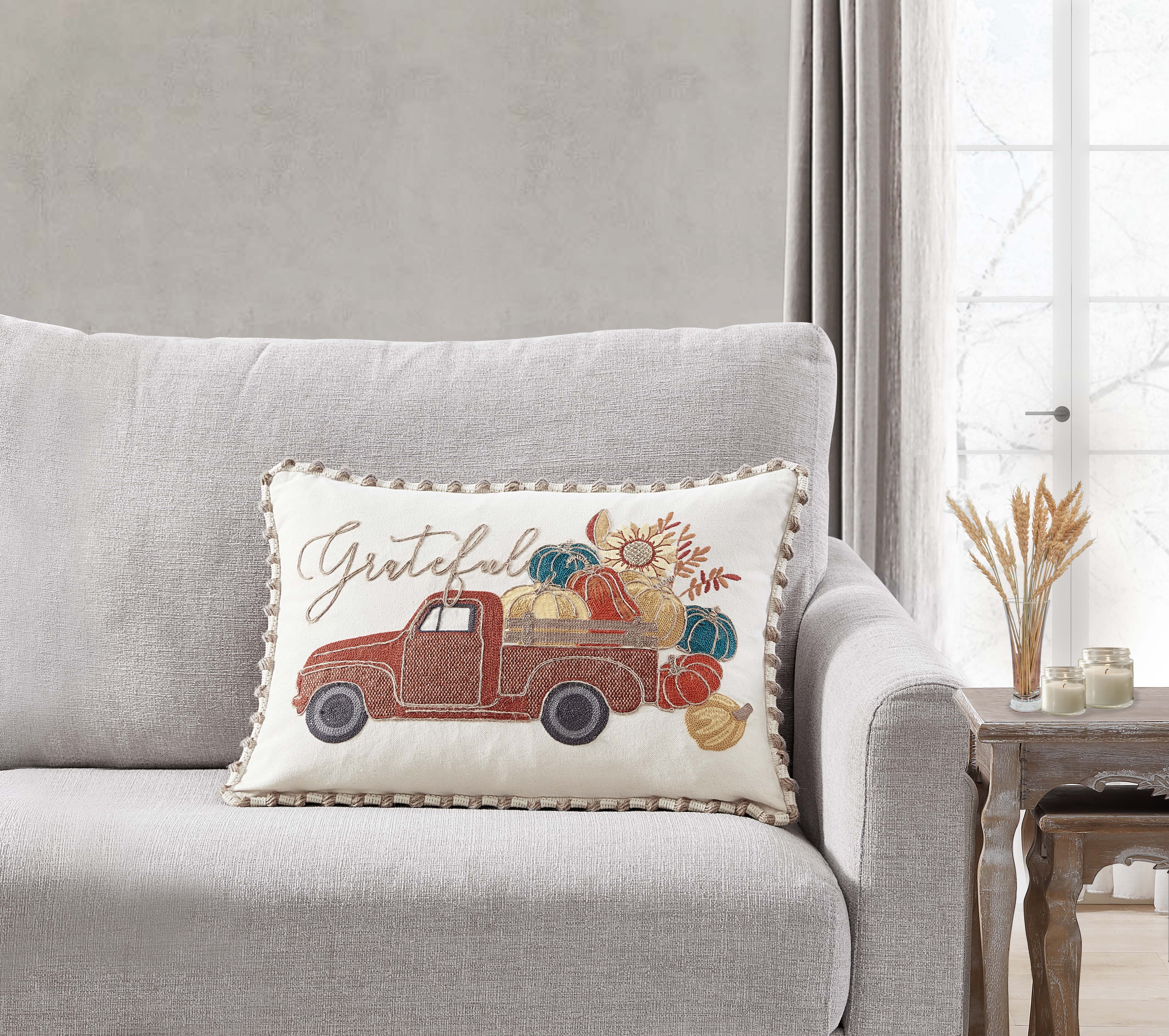 Rainbow Truck Graphic Colorful Truck Lover Co Rainbow Graphic Colorful  Truck Lover Throw Pillow, 16x16, Multicolor
