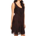 thumbnail image 3 of Sakkas Sudha Stonewash Embroidery Mid Length Adjustable dress - Choclate - S/M, 3 of 5