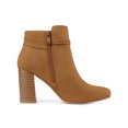 thumbnail image 3 of BLISSFUL STEP Ankle Boots Solid Round Toe Side Zip Buckle Heels Brown 6.5, 3 of 6