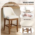 thumbnail image 4 of Bar Stool Set of 2, 26" Upholstered Counter Height Stools with Back, Solid Wood Legs, Faux Leather Bar Chairs for Kitchen Island, 4 of 10