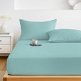 thumbnail image 6 of Twin Sze Fitted Sheet Set - Pure Mint Green 2 Piece Bedding Sets 16" Deep Pocket Fitted Sheet with 1 Pillowcase, Modern Solid Color Minimalist Art Brushed Microfiber Hotel Luxury Bed Sheets, 6 of 9