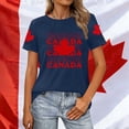 thumbnail image 2 of Fgnfyis T-Shirts Graphiques pour Femmes pour l'Été, Tenue Décontractée, Confortable, Manches Courtes, Col Rond, Tee avec Imprimé Patriotique de la Fête du Canada, T-Shirts pour Femmes, Bleu Marine, P, 2 of 4